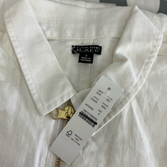 J.Crew Zip-front linen-blend dress NWT Size 0 - Picture 4 of 11